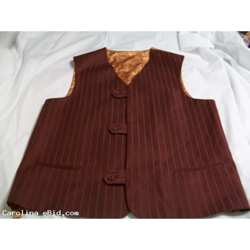 Three piece Burgundy Suit With Grey Pin Strip